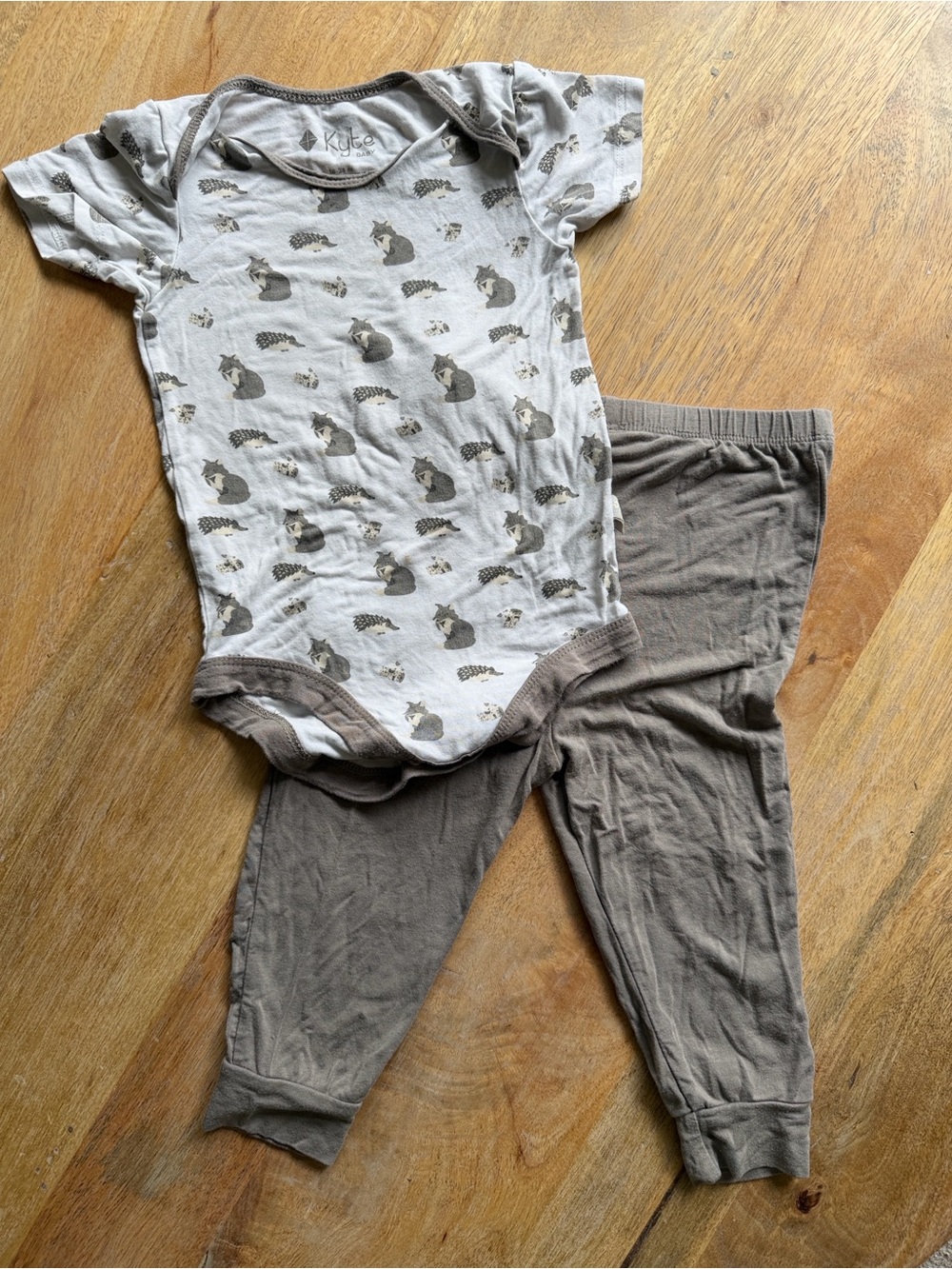 Kyte BABY *OG Woodland*(2014-15) Gray  Short-Sleeve Bodysuit & Pants Set